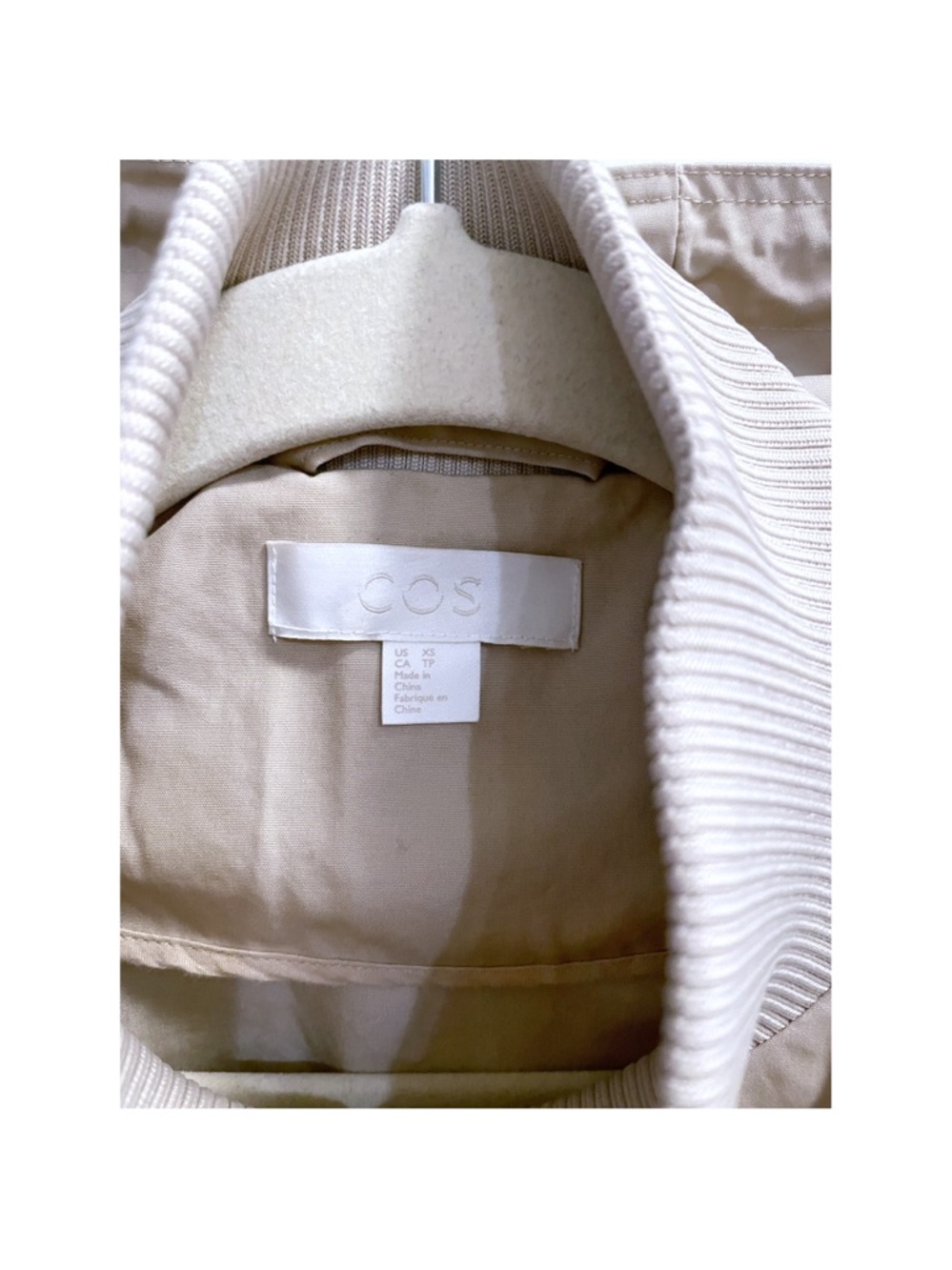 COS layered cotton parka with hood in oatmeal color with two pockets - Picture 8 of 10
